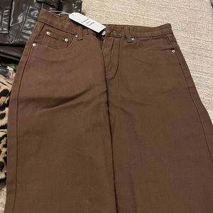 Brown wide leg straight jeans from Shein